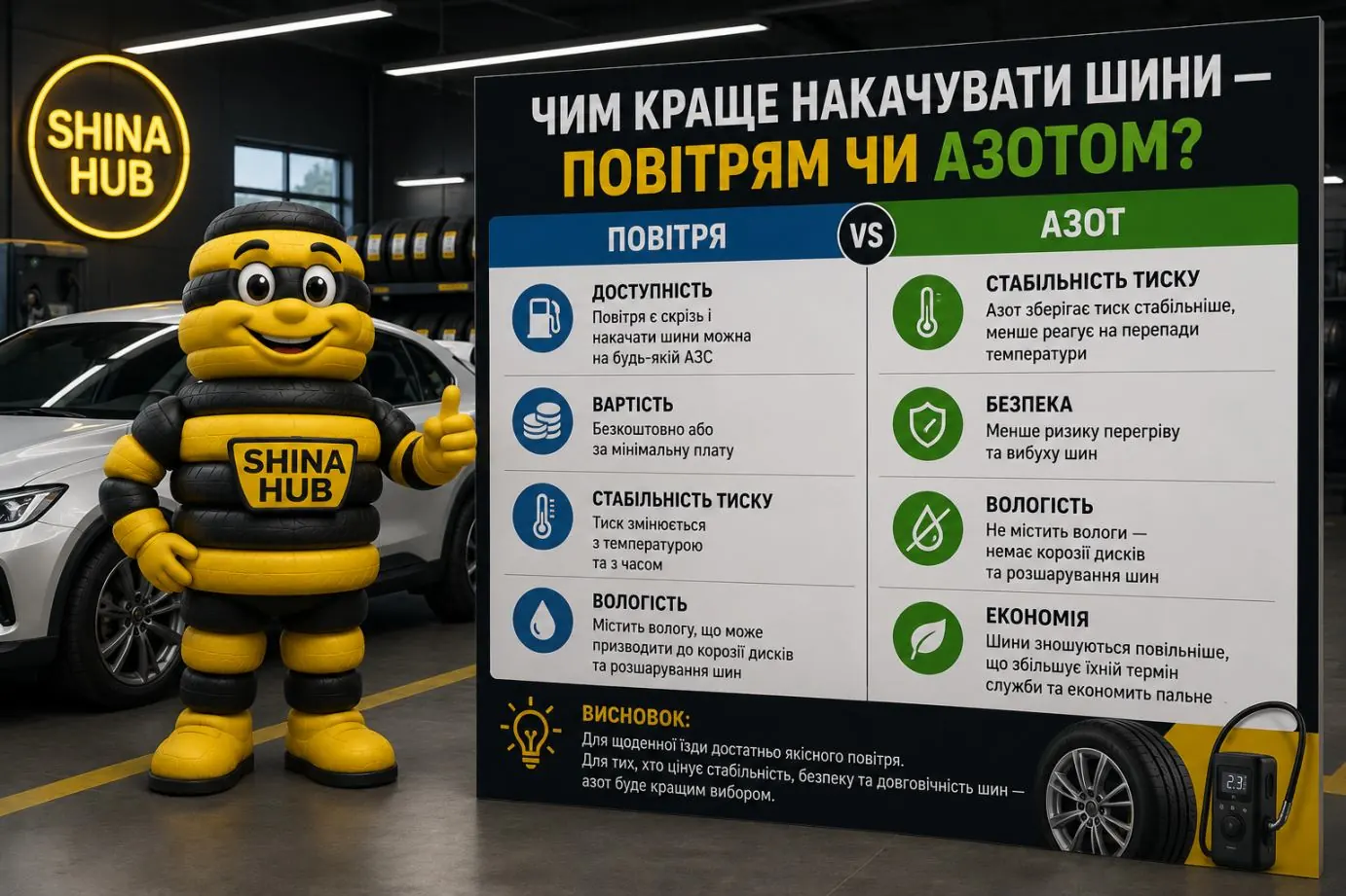Чим краще накачувати шини